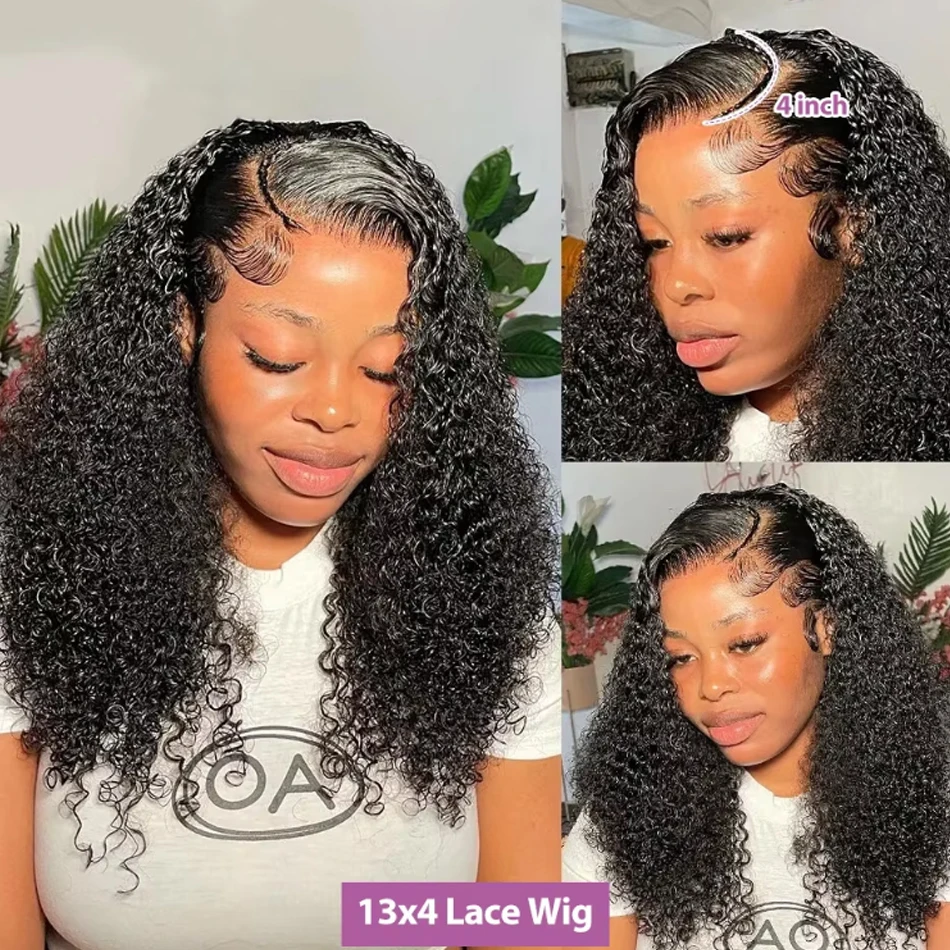 𝐏𝐫𝐞̂𝐭 𝐞𝐧 𝟐𝟒𝐡⚡Avant Tout Facile Entretenir 4x4 13x4 Dentelle Noir Couleur Perruque Bob Deep Wave Cheveux Humains