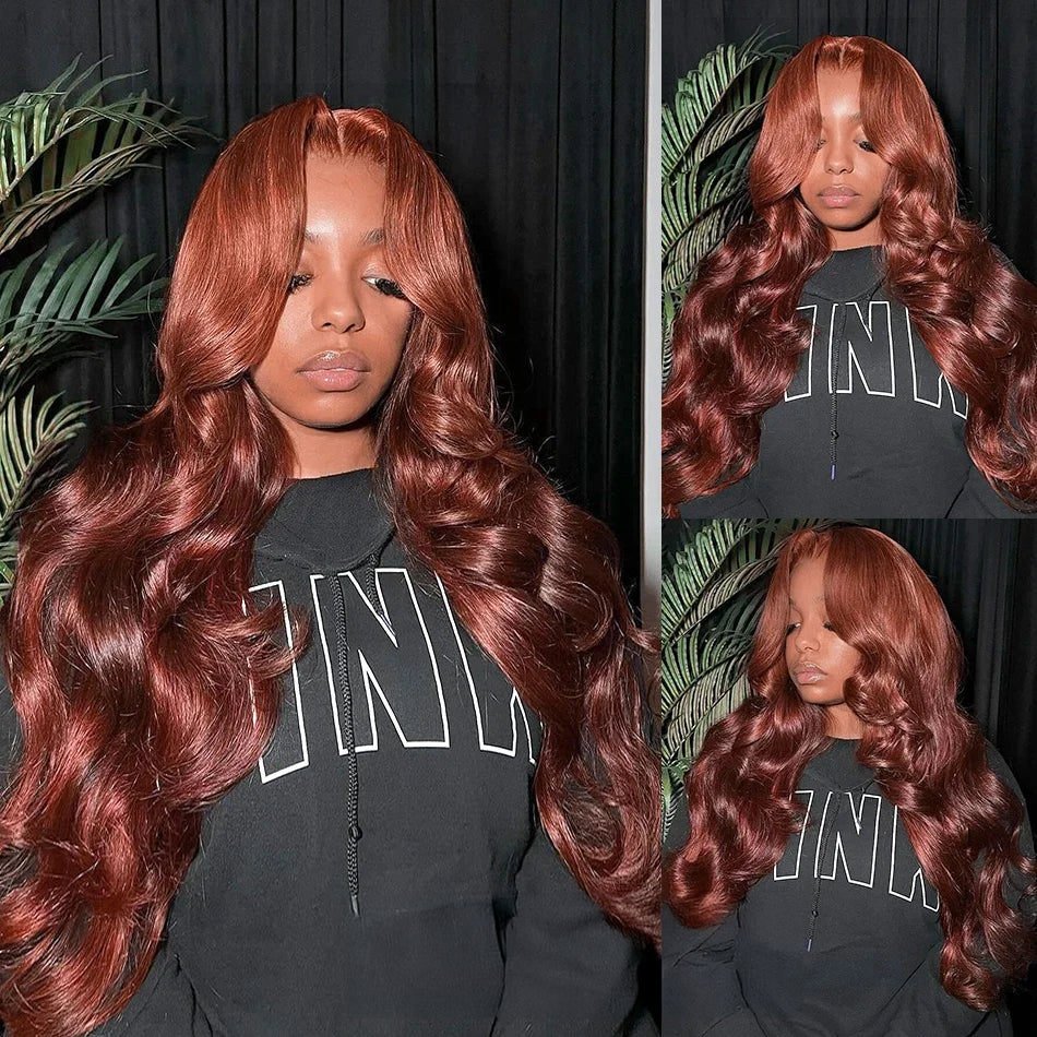 𝑼𝒘𝒂𝒗𝒚 𝑷𝒓𝒆𝒎𝒊𝒖𝒎 𝑳𝒊𝒏𝒆 Luxueux Copper Brown Perruque Body Wave Glueless 13x4 Sans Colle