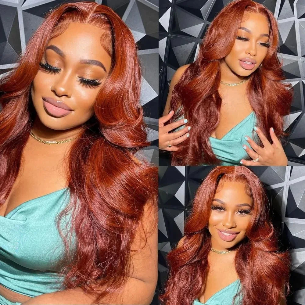 𝑼𝒘𝒂𝒗𝒚 𝑷𝒓𝒆𝒎𝒊𝒖𝒎 𝑳𝒊𝒏𝒆 Luxueux Copper Brown Perruque Body Wave Glueless 13x4 Sans Colle
