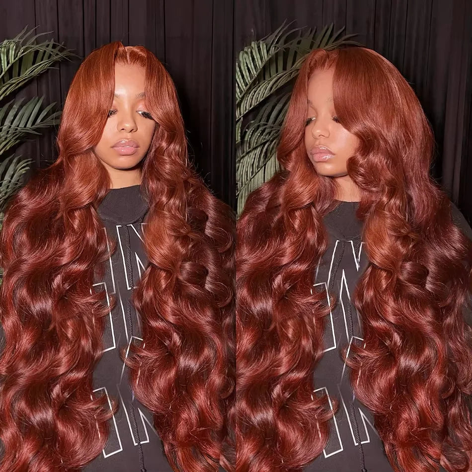 𝑼𝒘𝒂𝒗𝒚 𝑷𝒓𝒆𝒎𝒊𝒖𝒎 𝑳𝒊𝒏𝒆 Luxueux Copper Brown Perruque Body Wave Glueless 13x4 Sans Colle