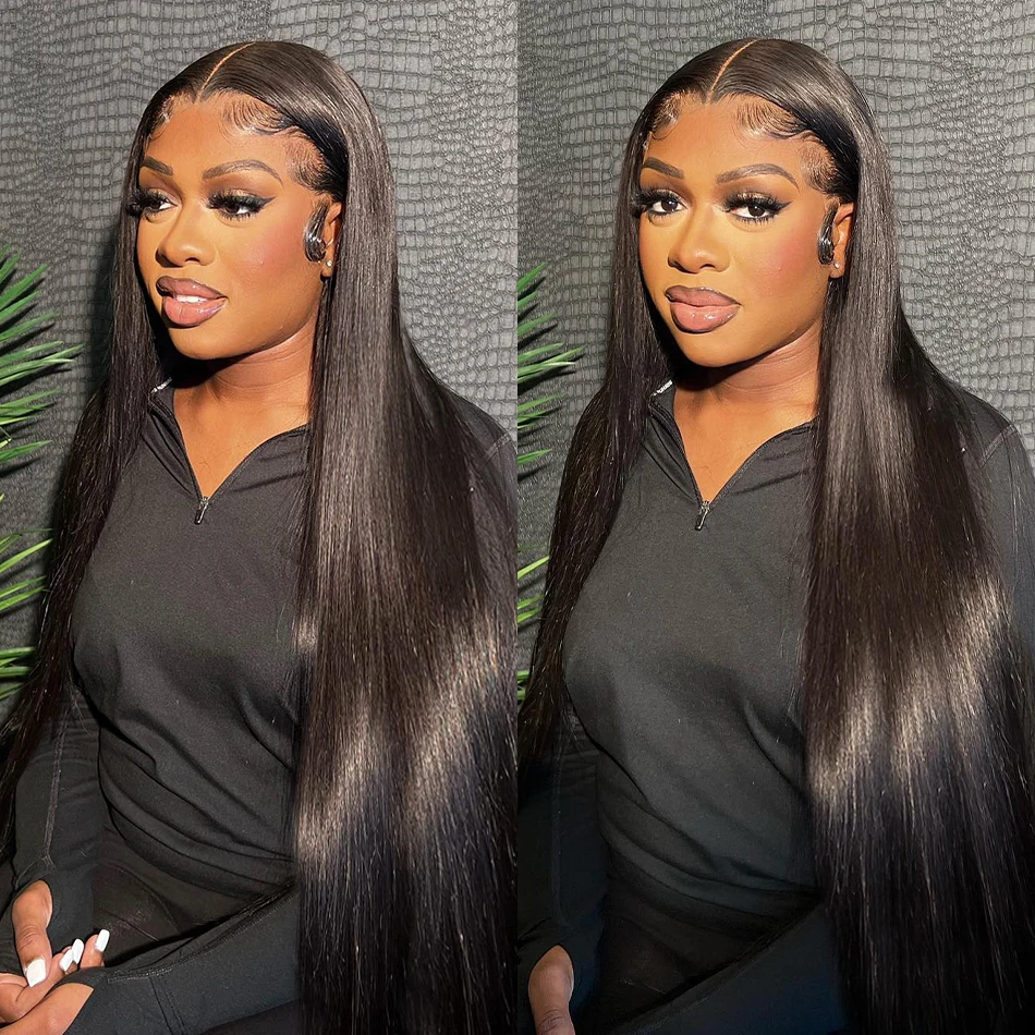 𝐏𝐫𝐞̂𝐭 𝐞𝐧 𝟐𝟒𝐡⚡Non Traités Chimiquement Confortable Noir Perruque 13×6 Dentelle Lisse Cheveux 100% Humains
