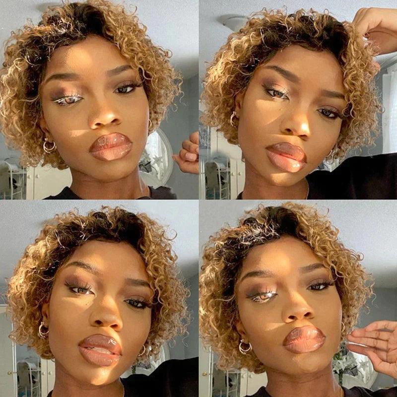 𝐏𝐫𝐞̂𝐭 𝐞𝐧 𝟐𝟒𝐡⚡Moderne Confortable 4 Couleurs 13x1 Dentelle Transparente Invisible Perruque Bob Courte Bouclée