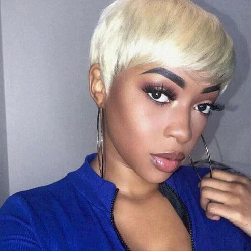 𝐏𝐫𝐞̂𝐭 𝐞𝐧 𝟐𝟒𝐡⚡613 Blonde Réaliste Glueless Sans Compétences Requises Pixie Lisse Perruque Sans Colle