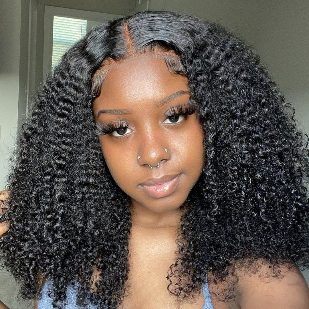 𝑼𝒘𝒂𝒗𝒚 𝑷𝒓𝒆𝒎𝒊𝒖𝒎 𝑳𝒊𝒏𝒆 Glueless Nœuds Pré-blanchis Kinky Curly Perruque Sans Colle 250%Densité
