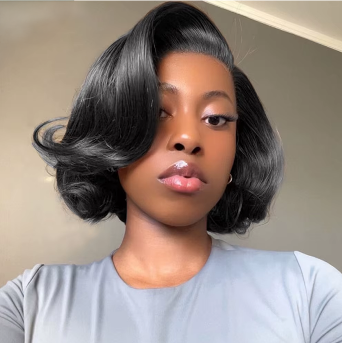 𝑼𝒘𝒂𝒗𝒚 𝑷𝒓𝒆𝒎𝒊𝒖𝒎 𝑳𝒊𝒏𝒆 Couche C Partie Glueless 7x4 Marron/Naturel Bob Perruque Sans Colle 250% Densité