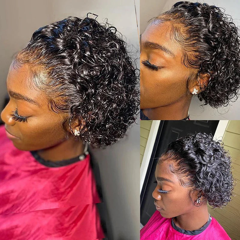 Perruque Courte Bon Marché Coupe Pixie Perruques Cheveux Humains Curly - Uwavy