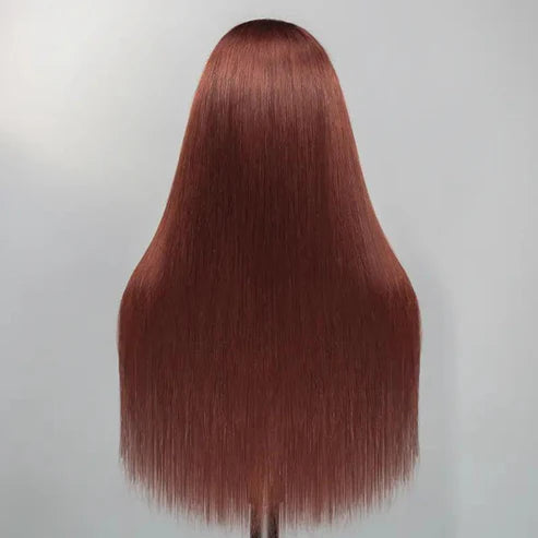 𝑼𝒘𝒂𝒗𝒚 𝑷𝒓𝒆𝒎𝒊𝒖𝒎 𝑳𝒊𝒏𝒆 9x6 Glueless Pré-épilé Brun Rougeâtre Couleur Perruque Sans Colle Lisse