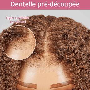 9x6 Glueless Brun Chocolat Bob Kinky Curly Perruque Sans Colle