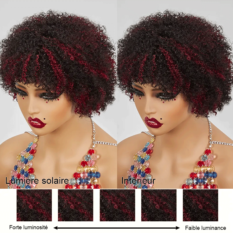 Glueless Afro Kinky Curly Courte Bob Perruque Pixie Sans Colle