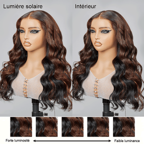 9x6 Glueless Peekaboo Bronze Marron Perruque Sans Colle Lâches Body Wave