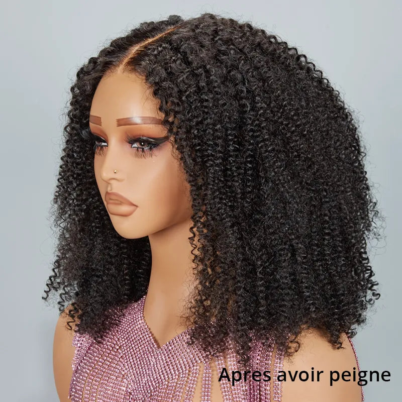 9x6 Glueless Rebondissant Bob Kinky Curly Perruque Sans Colle