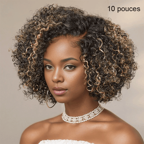 13x6 T Partie Dentelle Classique Blond Miel Highlight Bob Kinky Curly