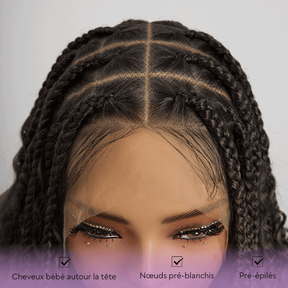 𝑼𝒘𝒂𝒗𝒚 𝑷𝒓𝒆𝒎𝒊𝒖𝒎 𝑳𝒊𝒏𝒆 Perruque Tressée Bohème Ombré Honey Blonde En Dentelle Intégrale Avec Cheveux Bébé Synthétique 300% Densité