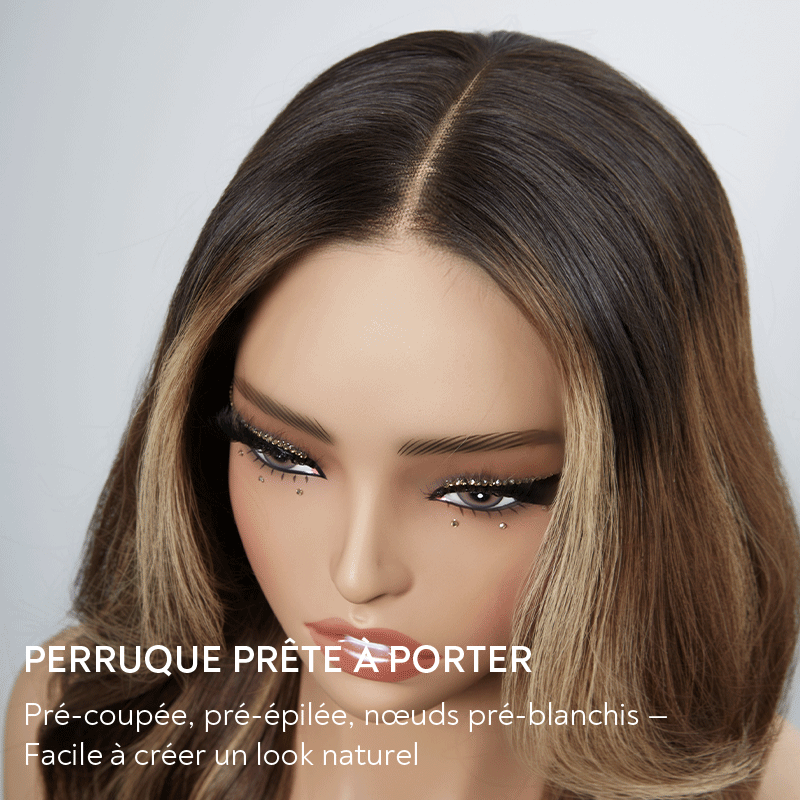 Brillance Naturelle Glueless 13×4 Highlight Perruque Sans Colle Ondulé 250% Densité