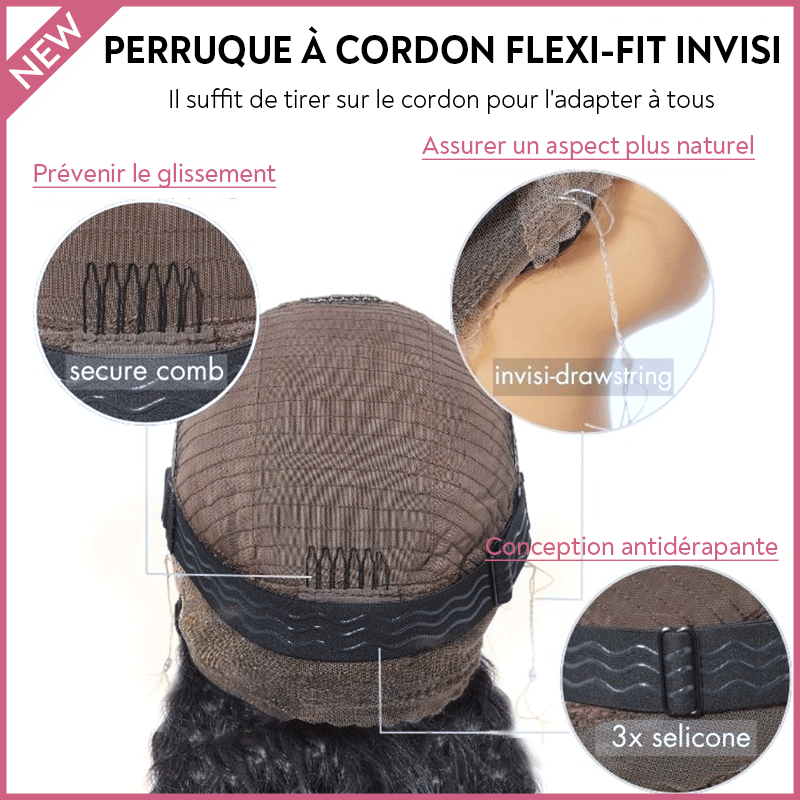 360 Perruque En Frontale Dentelle Brésilien Bouclé Casquette À Cordon Flexi-Fit Invisible