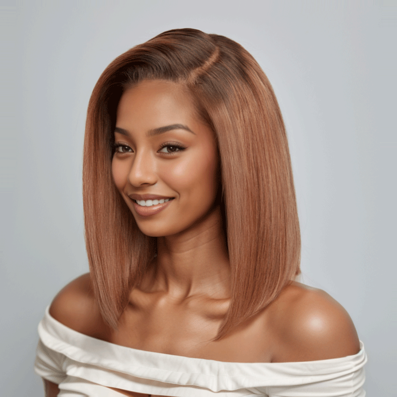𝑼𝒘𝒂𝒗𝒚 𝑷𝒓𝒆𝒎𝒊𝒖𝒎 𝑳𝒊𝒏𝒆 Séparation Libre Glueless 13×4 Bob Ombre Gingembre Lisse Perruque Sans Colle