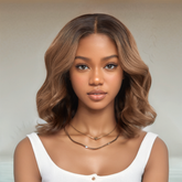 𝑼𝒘𝒂𝒗𝒚 𝑷𝒓𝒆𝒎𝒊𝒖𝒎 𝑳𝒊𝒏𝒆 Glueless Bob Ombre Marron 4×4 Perruque Sans Colle Ondulé Cheveux Humains