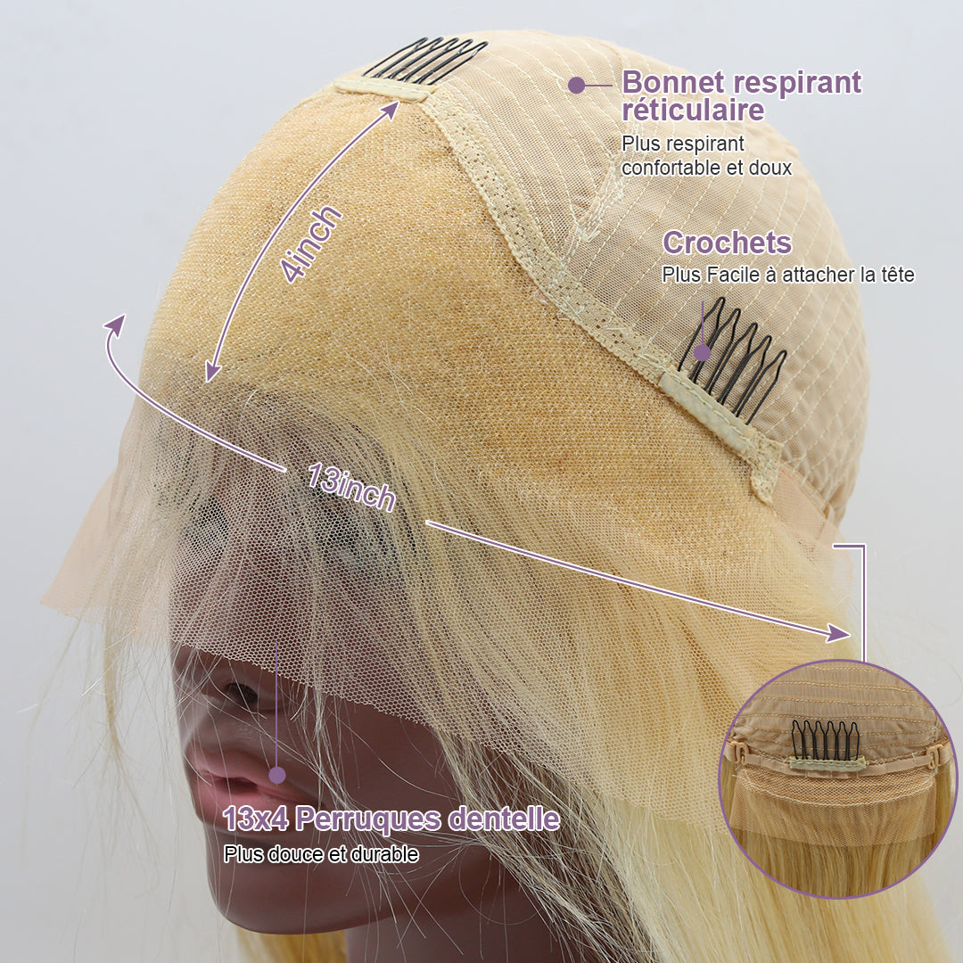 613 Perruques Frontales Blonde Cheveux Humains Body Wave Brésiliens