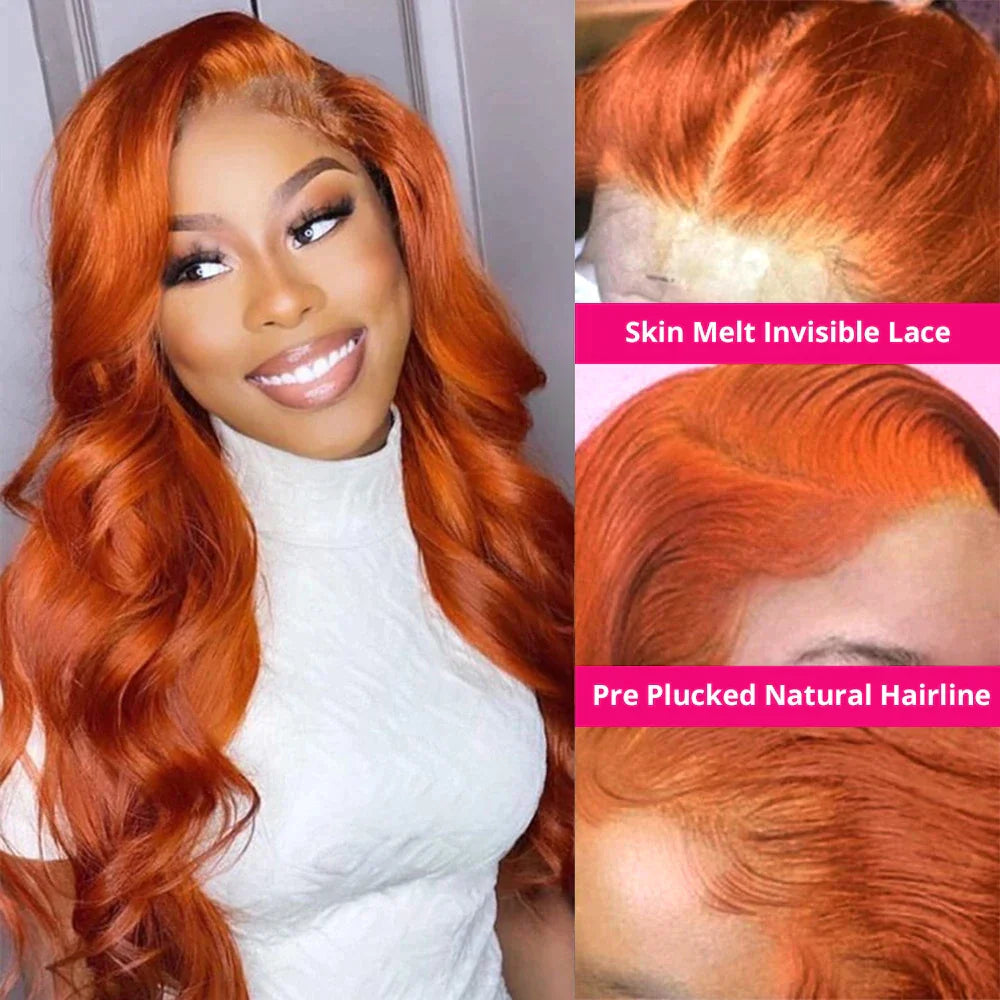 13x4 Ginger Lace Front Perruques Cheveux Humains Brésilienne Body Wave - Uwavy