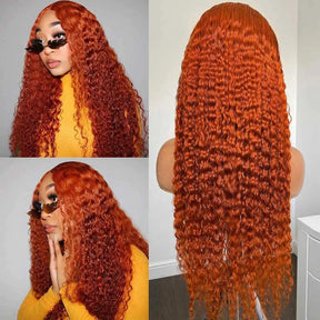 13x4 Ginger Lace Front Perruques Cheveux Humains Brésilienne Deep Curly - Uwavy