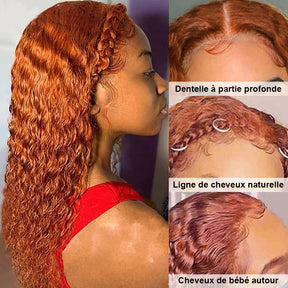 13x4 Ginger Lace Front Perruques Cheveux Humains Brésilienne Deep Curly - Uwavy