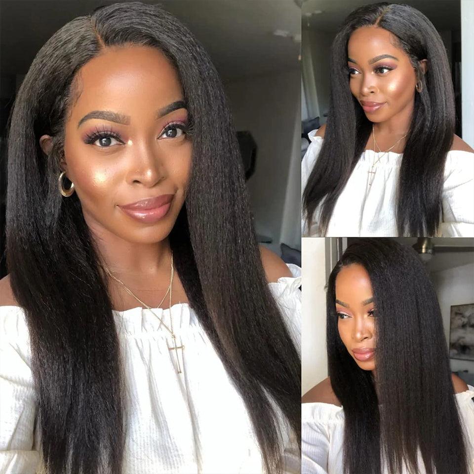 13x4 Lace Front Perruques Cheveux Humains Brésilienne Kinky Straight - Uwavy