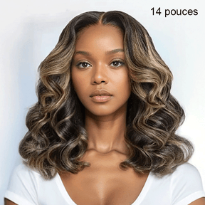 𝑼𝒘𝒂𝒗𝒚 𝑷𝒓𝒆𝒎𝒊𝒖𝒎 𝑳𝒊𝒏𝒆 Glueless Couleur Blond Highlight 5x5 Capuchon Réglable Perruque Sans Colle Loose Wave
