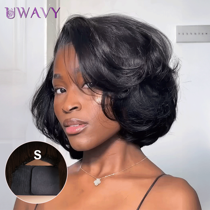 𝑼𝒘𝒂𝒗𝒚 𝑷𝒓𝒆𝒎𝒊𝒖𝒎 𝑳𝒊𝒏𝒆 Confort Exceptionnel C Partie Glueless Naturel Bob Perruque Sans Colle 250% Densité