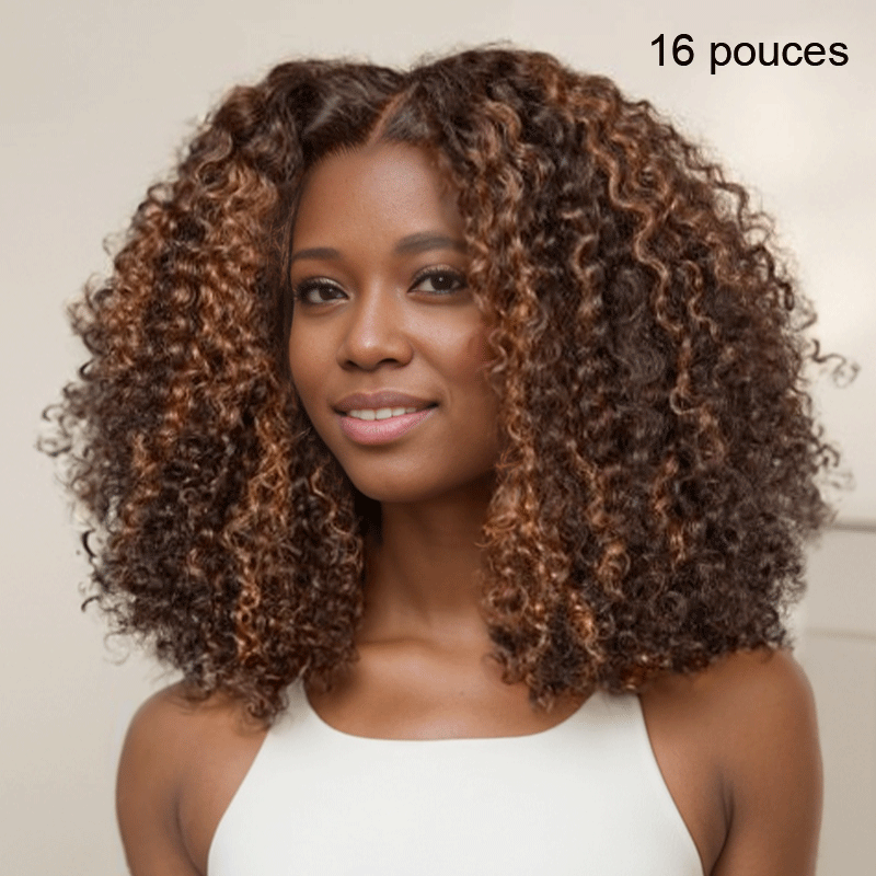 9x6 Glueless Highlight Perruque Sans Colle Kinky Curly 250 Densité