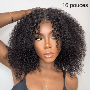 Populaire 9x6 Glueless Nœuds Pré-blanchis Kinky Curly Perruque Sans Colle 250%Densité