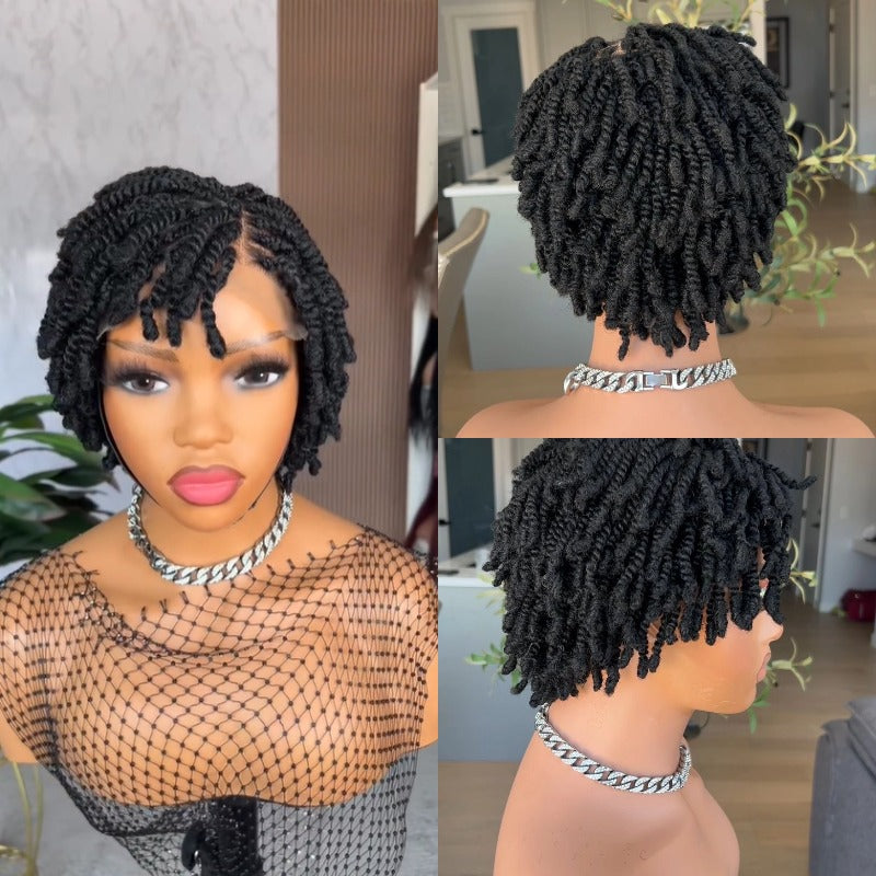 Perruque Pixie Bizarre Avec Tresse Twist Lace Pleine Sans Colle