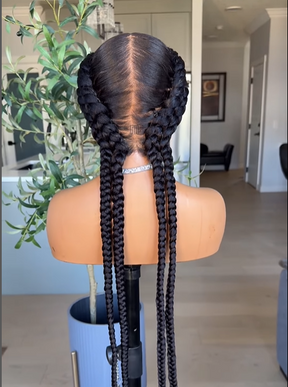 Tresse Française 36 Pouces Perruque En Dentelle Intégrale Sans Colle