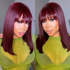 𝐏𝐫𝐞̂𝐭 𝐞𝐧 𝟐𝟒𝐡⚡Glueless Mode 3s Wear Go Bob Lisse Perruque Avec Frange