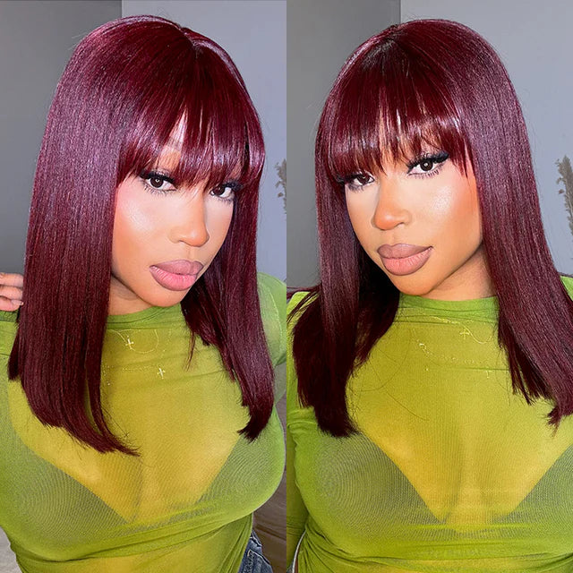 𝐏𝐫𝐞̂𝐭 𝐞𝐧 𝟐𝟒𝐡⚡Glueless Mode 3s Wear Go Bob Lisse Perruque Avec Frange