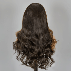 Glueless Marron Highlight Perruque Sans Colle à Frange Body Wave