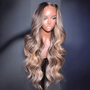 Luxueuse Highlight 13x4 Glueless Body Wave Perruque Sans Colle Cheveux Humains