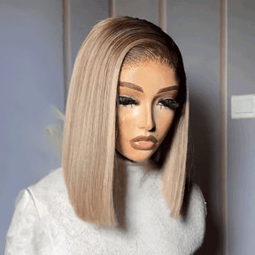 𝑼𝒘𝒂𝒗𝒚 𝑷𝒓𝒆𝒎𝒊𝒖𝒎 𝑳𝒊𝒏𝒆 Perruque Glueless Casquette Maille Réglable 7×4 Rayures Droites Lisse Grises Dégradées Bob Sans Colle