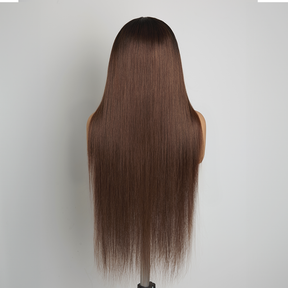 𝑼𝒘𝒂𝒗𝒚 𝑷𝒓𝒆𝒎𝒊𝒖𝒎 𝑳𝒊𝒏𝒆 Séparation Libre Glueless Couleur Ombre Brun 13x4 Perruque Sans Colle Lisse 250% Densité