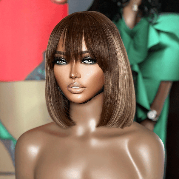 €𝟓𝟎 𝐩𝐚𝐫 𝐁𝐨𝐛💥Glueless Perruque 5 Couleur Frange Bob Lisse Prix De Gros D'usine