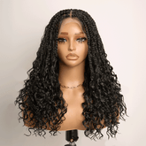 𝑼𝒘𝒂𝒗𝒚 𝑷𝒓𝒆𝒎𝒊𝒖𝒎 𝑳𝒊𝒏𝒆 Perruque Tressée Bohème En Dentelle Intégrale Avec Cheveux Bébé Synthétique 300% Densité