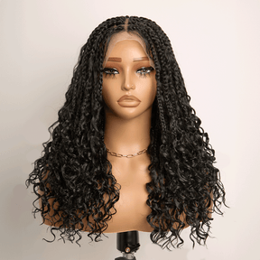 𝑼𝒘𝒂𝒗𝒚 𝑷𝒓𝒆𝒎𝒊𝒖𝒎 𝑳𝒊𝒏𝒆 Perruque Tressée Bohème En Dentelle Intégrale Avec Cheveux Bébé Synthétique 300% Densité