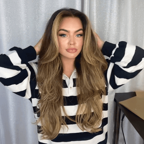Brillance Naturelle Highlight Perruque 13×4 Glueless Ondulé Cheveux 100% Humains