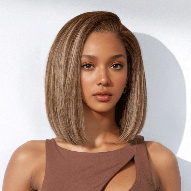 𝑼𝒘𝒂𝒗𝒚 𝑷𝒓𝒆𝒎𝒊𝒖𝒎 𝑳𝒊𝒏𝒆 À La Mode Glueless Couleur Highlight 7x4 Pré-épilé Capuchon Réglable Perruque Sans Colle
