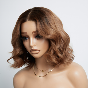 𝑼𝒘𝒂𝒗𝒚 𝑷𝒓𝒆𝒎𝒊𝒖𝒎 𝑳𝒊𝒏𝒆 Glueless Bob Ombre Marron 4×4 Perruque Sans Colle Ondulé Cheveux Humains