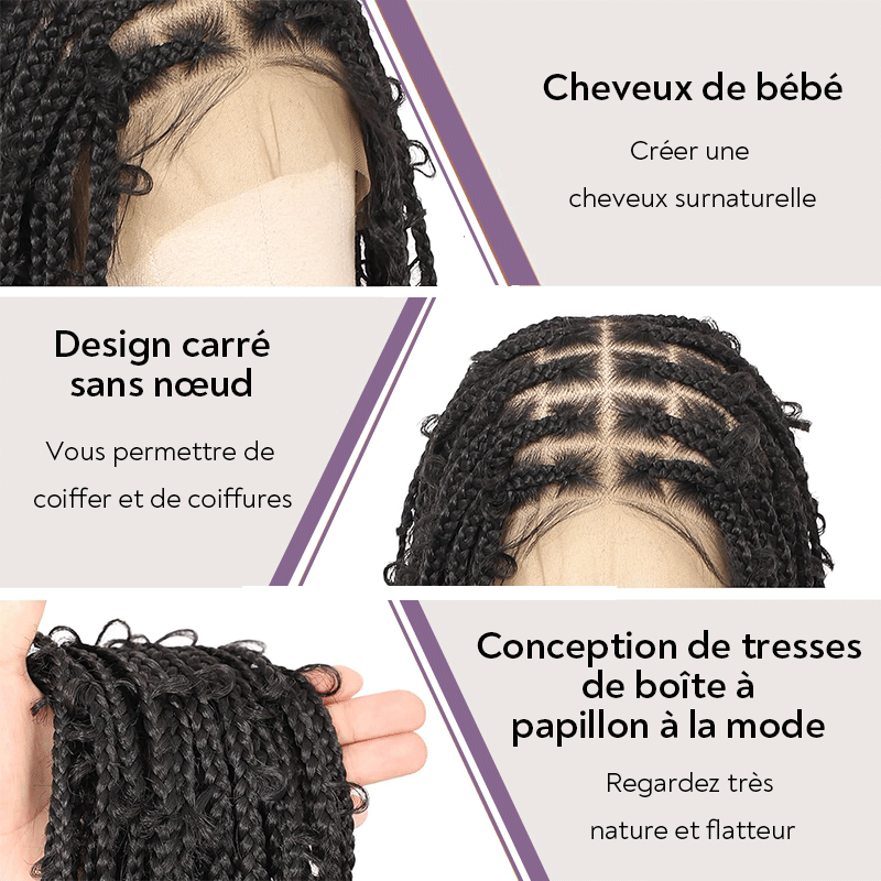 𝑼𝒘𝒂𝒗𝒚 𝑷𝒓𝒆𝒎𝒊𝒖𝒎 𝑳𝒊𝒏𝒆 Perruque Tressée Bohème En Dentelle Intégrale Avec Cheveux Bébé Synthétique 300% Densité