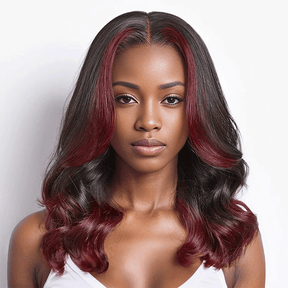 9x6 Glueless Rouge Foncé Highlight Perruque Sans Colle Loose Wave