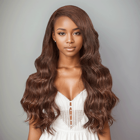 9x6 C Partie Glueless Brun Chocolat Perruque Sans Colle Body Wave