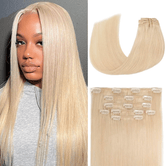 Lisse Extensions Cheveux Clipser En Vrais Cheveux Humains #613 Blond Couleurs Populaires 9 Piece