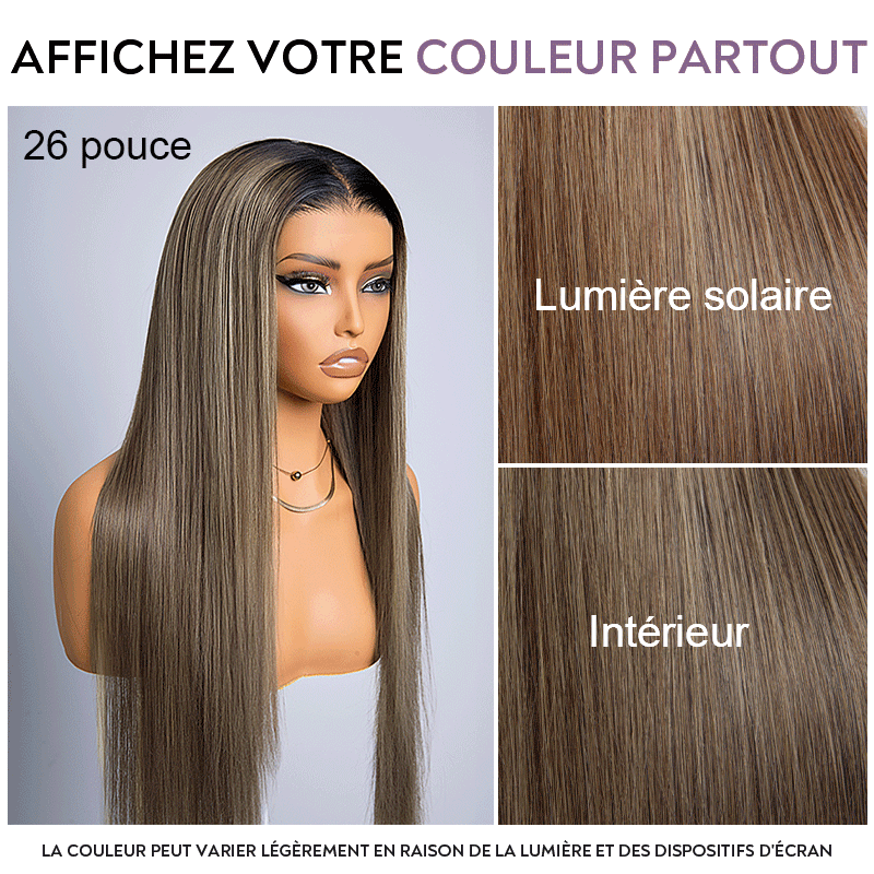 Fascinante Glueless Ombre Highlight 13x4 Perruque Sans Colle Lisse 250% Densité