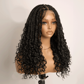 𝑼𝒘𝒂𝒗𝒚 𝑷𝒓𝒆𝒎𝒊𝒖𝒎 𝑳𝒊𝒏𝒆 Perruque Tressée Bohème En Dentelle Intégrale Avec Cheveux Bébé Synthétique 300% Densité